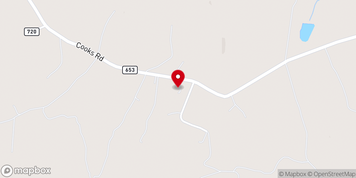 Map showing location of Old Green Creek Baptist Church