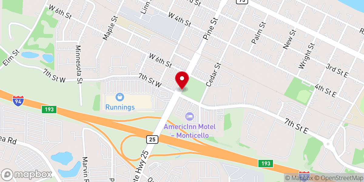 Map showing location of Hope Evangelical Free Church