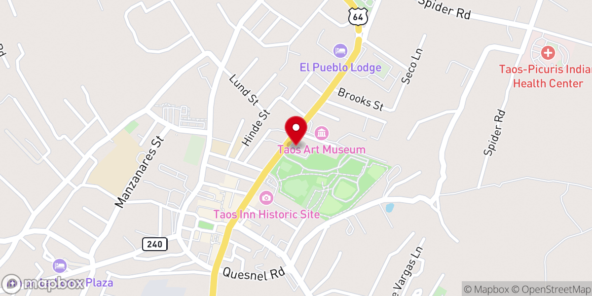 Map showing location of First Presbyterian Church-Taos