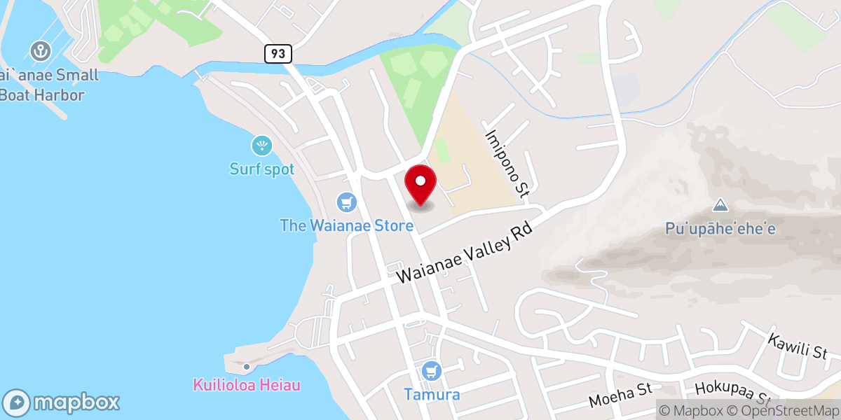 Map showing location of Waianae Protestant Church