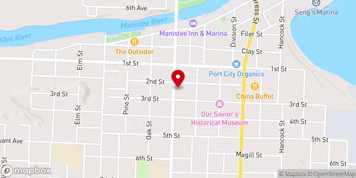 Map showing location of Manistee Seventh-day Adventist Church