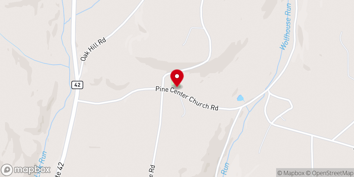 Map showing location of Pine Center Church