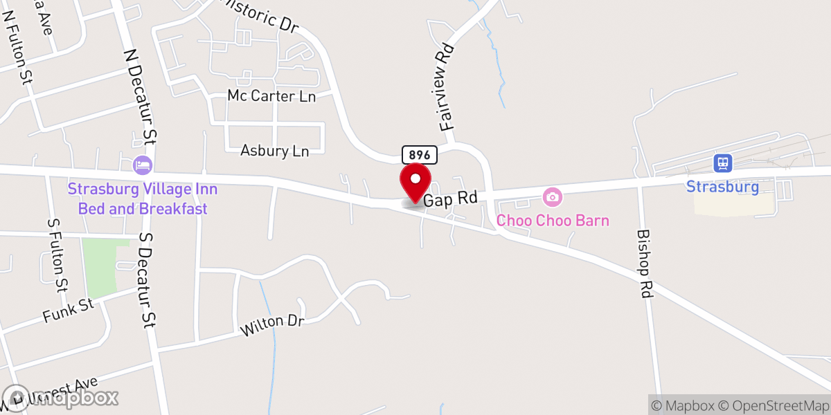 Map showing location of Strasburg Antique Market