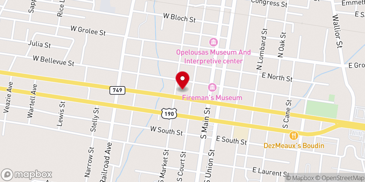 Map showing location of Opelousas Historic District