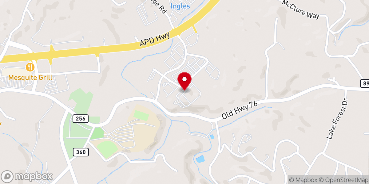 Map showing location of Blue Ridge Methodist Church