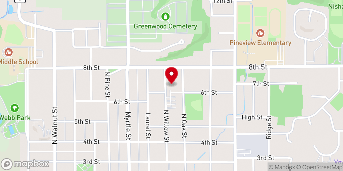 Map showing location of Sacred Heart Catholic Church