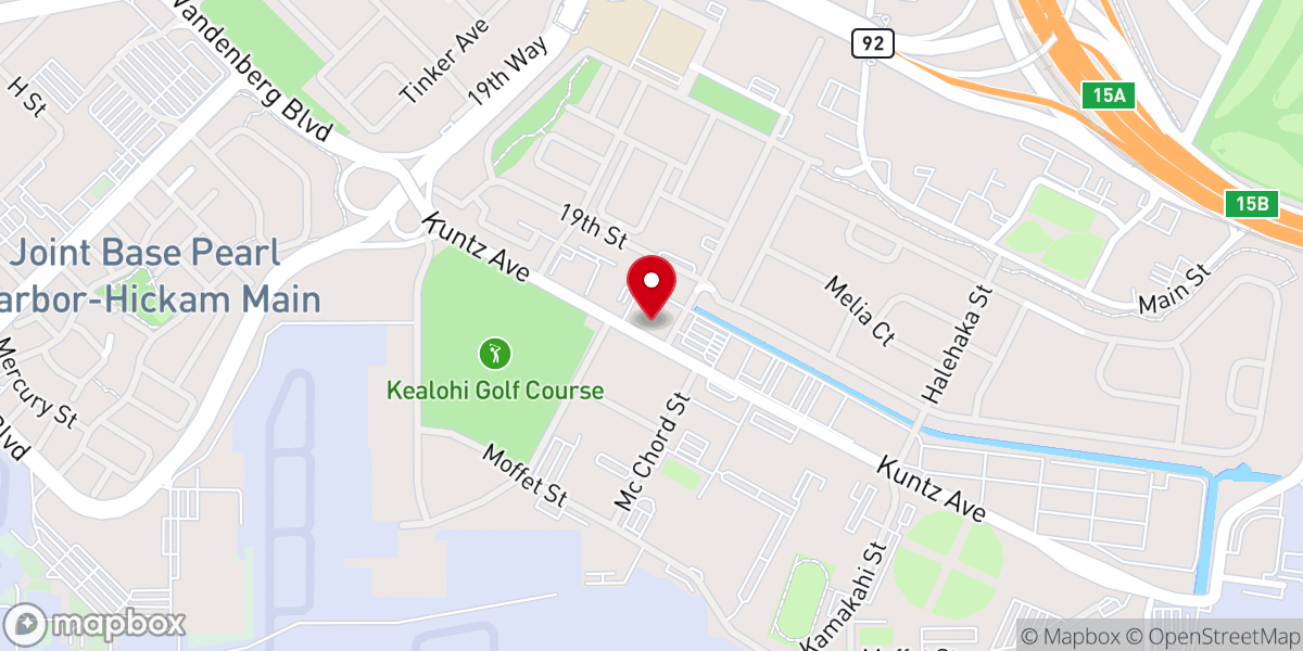 Map showing location of Hickam Chapel Center