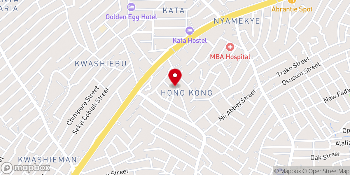 Map showing location of Odorkor Official Town, Seventh-day Adventist Church