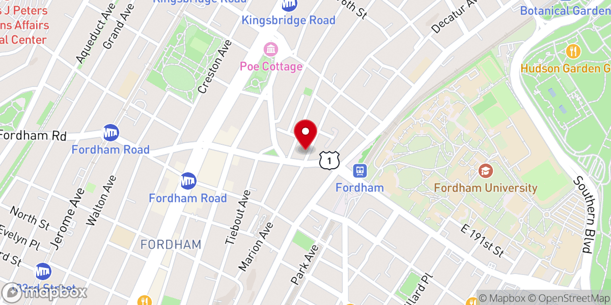 Map showing location of Fordham United Methodist