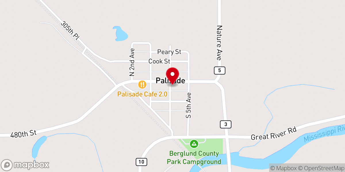 Map showing location of Bethel Lutheran Church