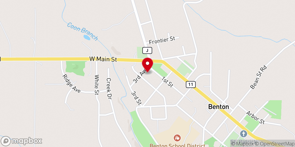 Map showing location of Benton Thrift Shop