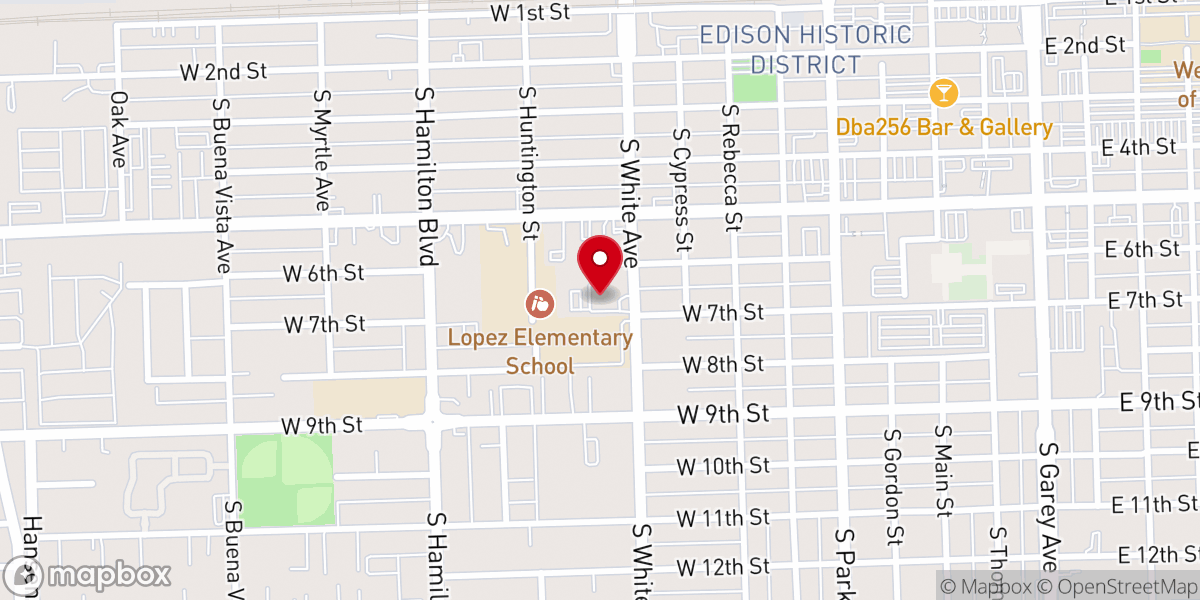 Map showing location of White Avenue Baptist Church