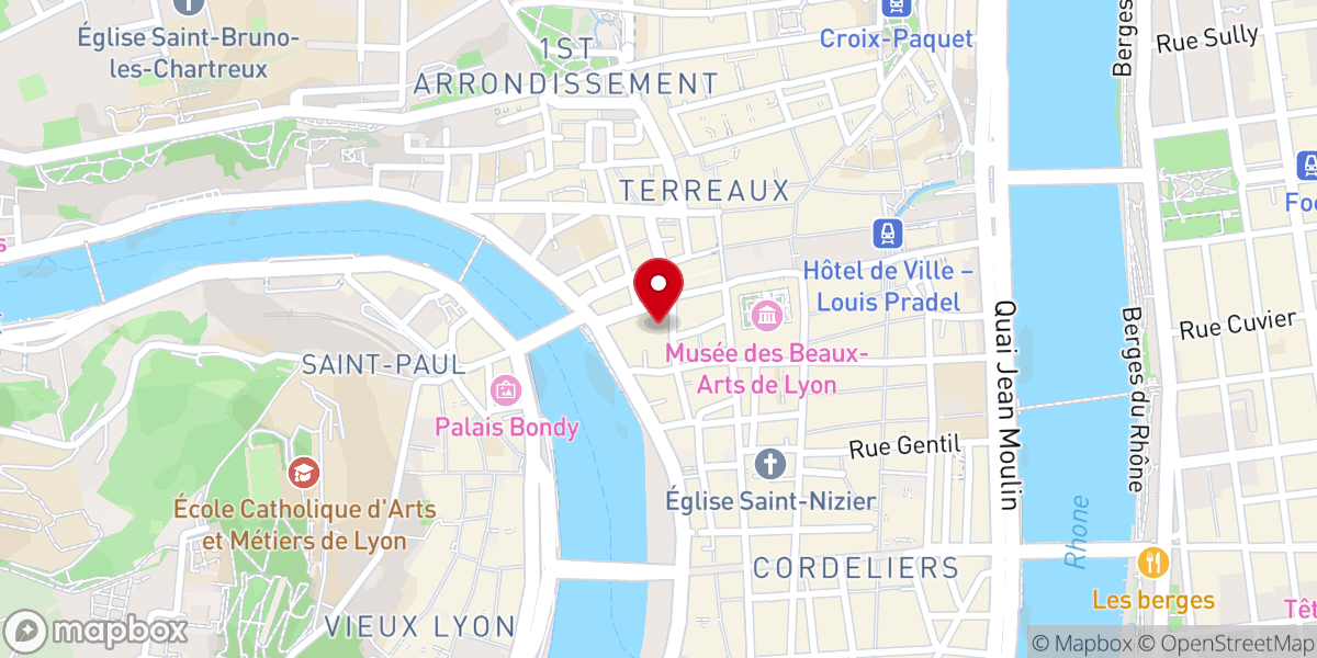 Map showing location of Église Protestante Unie de Lyon-Terreaux (EPUdLT)