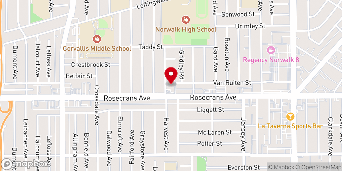 Map showing location of Telugu Christian Fellowship of Southern California