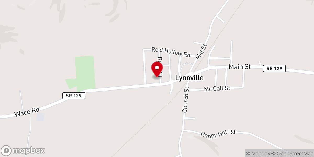 Map showing location of Lynnville Community Church