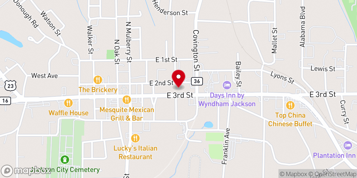 Map showing location of Jackson United Methodist Church