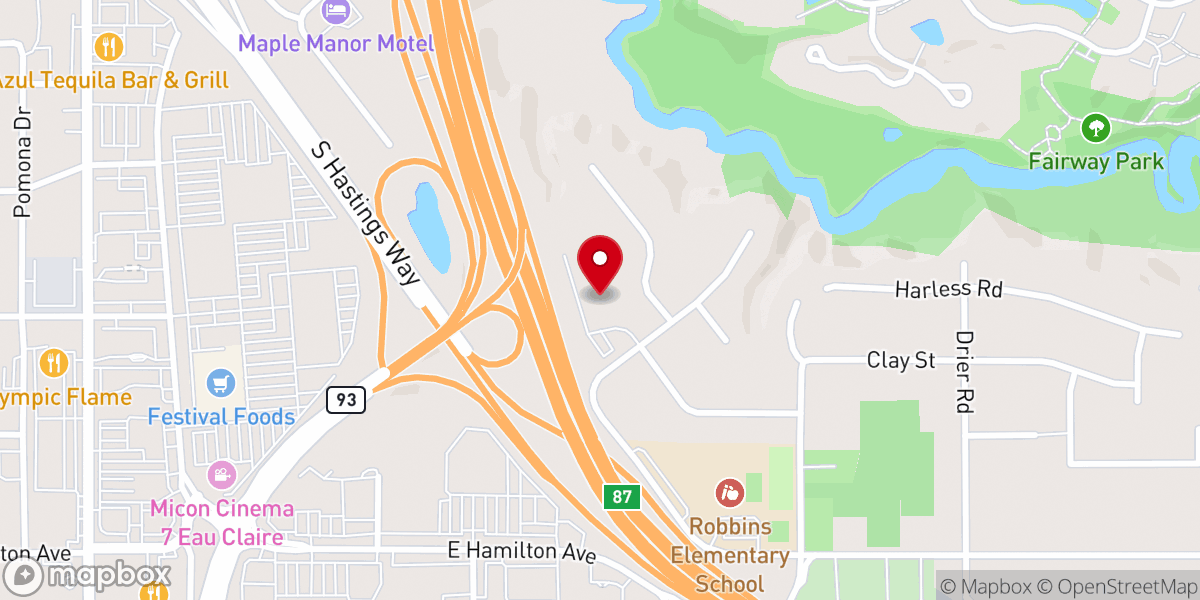 Map showing location of Cedar Creek Community Church