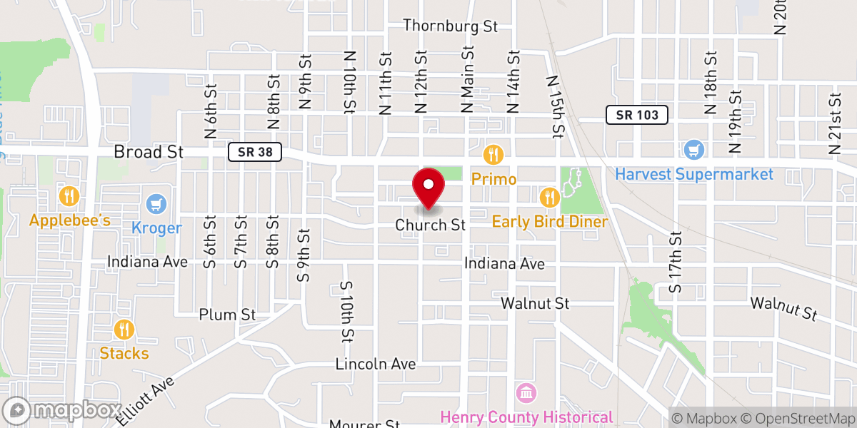 Map showing location of First Presbyterian Church