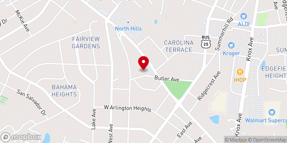 Map showing location of Fairview Presbyterian Church
