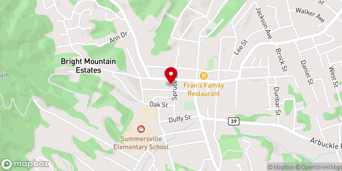 Map showing location of Summersville Baptist Church