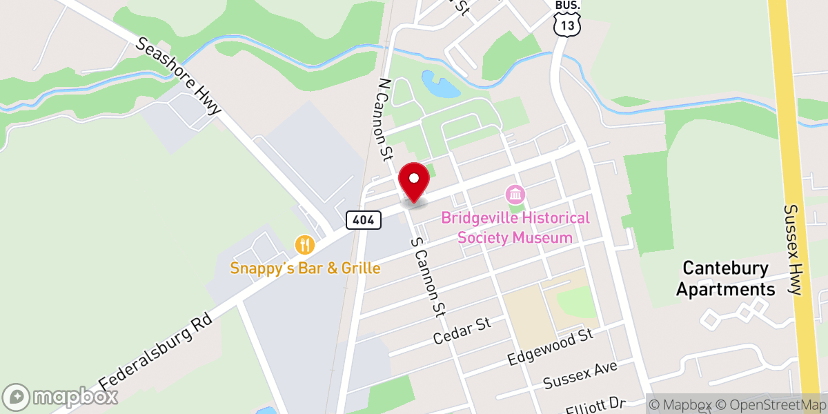 Map showing location of Bridgeville