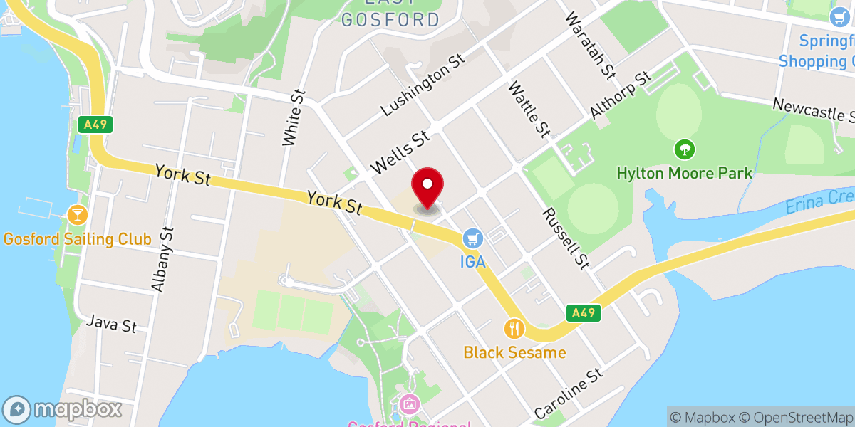 Map showing location of St Patrick's Catholic Church, Gosford Parish