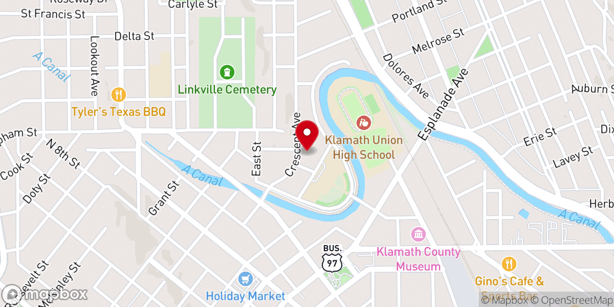 Map showing location of Klamath Lutheran Church-ELCA