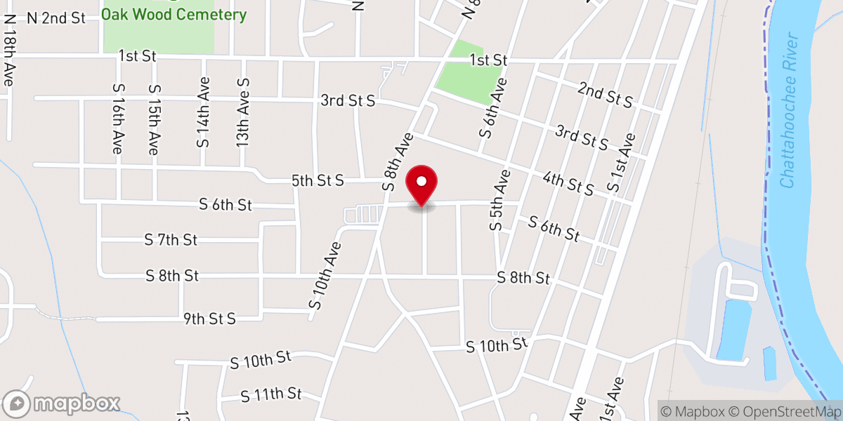 Map showing location of First Baptist Church Lanett