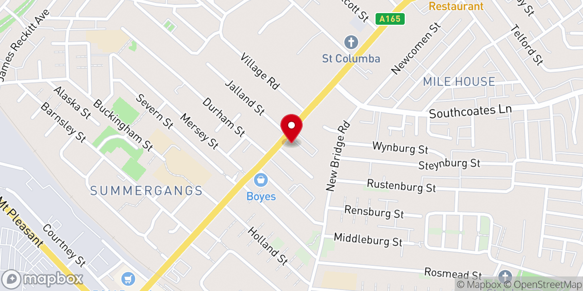 Map showing location of East Hull Presbyterian Church