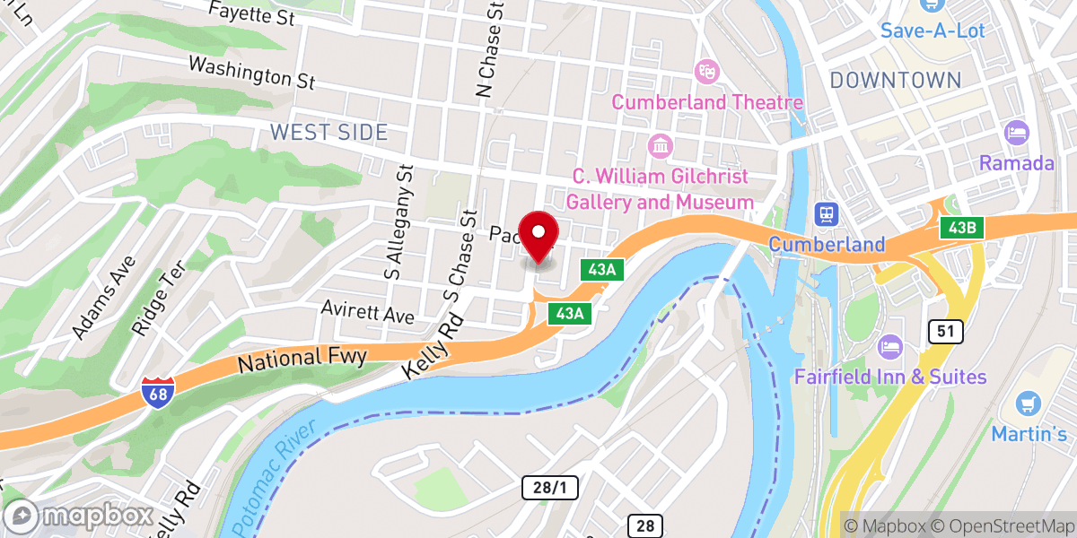Map showing location of Unitarian Universalist Fellowship of Greater Cumberland