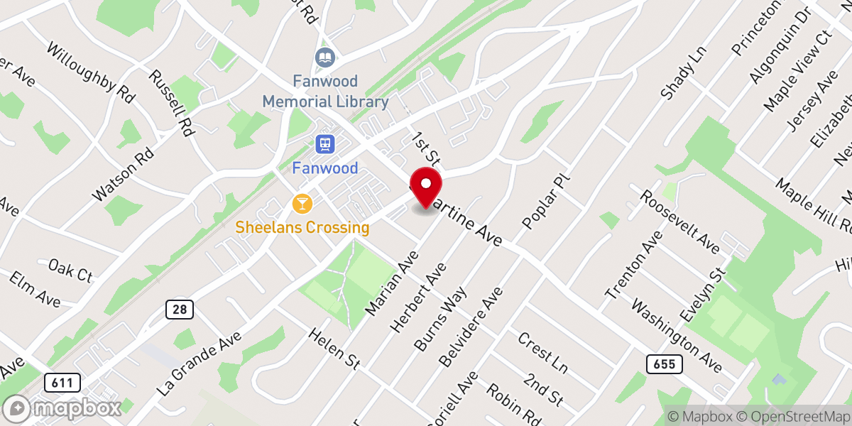 Map showing location of Fanwood Presbyterian Church
