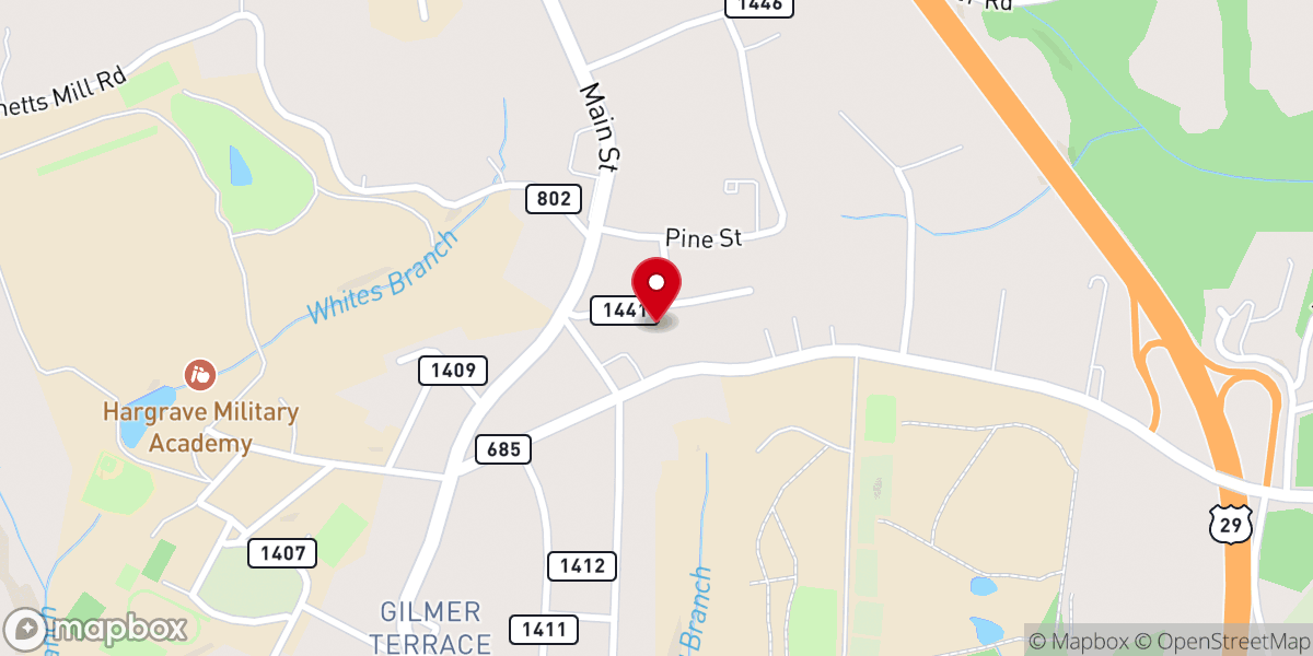 Map showing location of Rehobeth Church