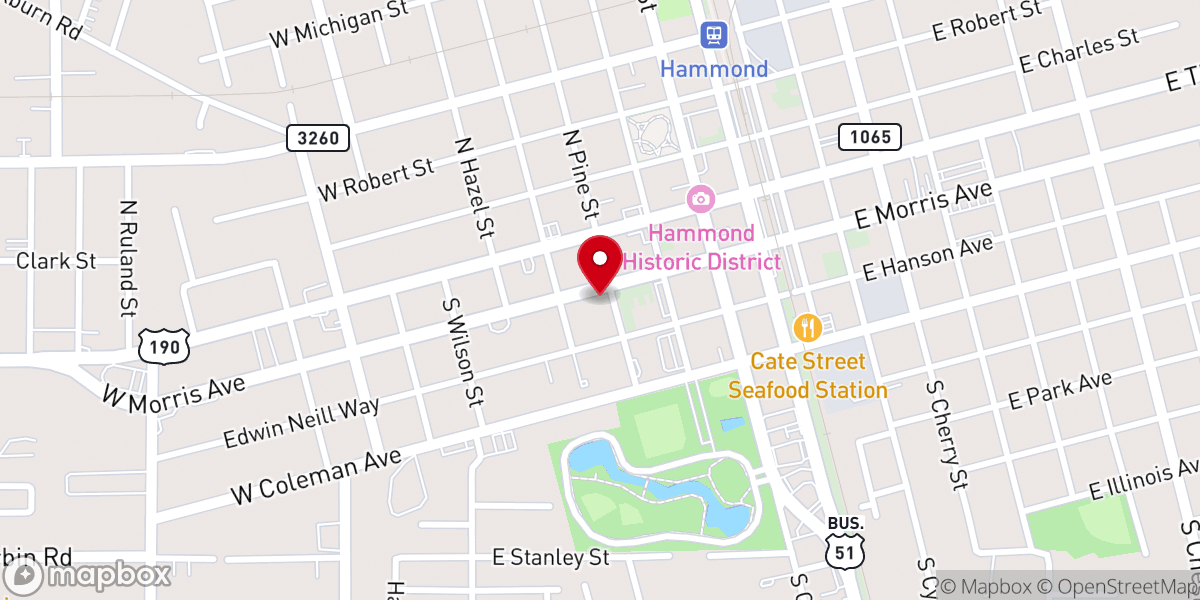 Map showing location of First Baptist Hammond