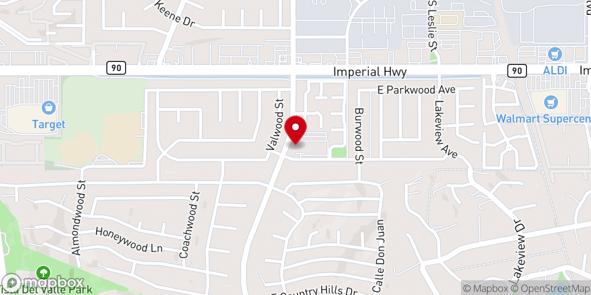 Map showing location of Calvary La Habra