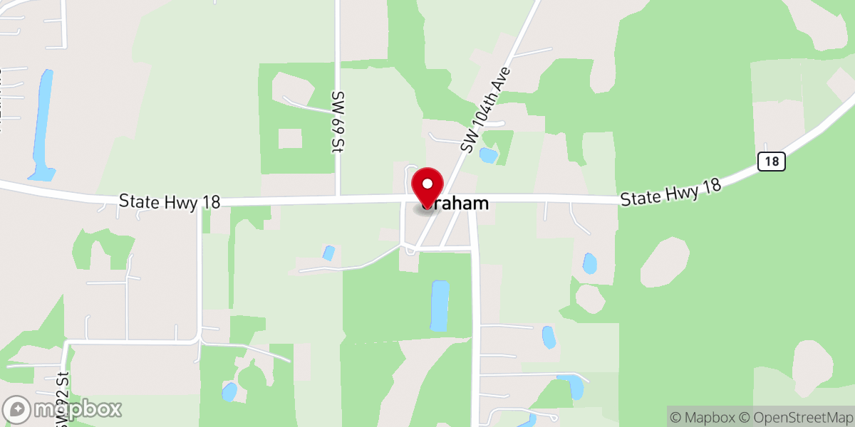 Map showing location of Graham Baptist Church