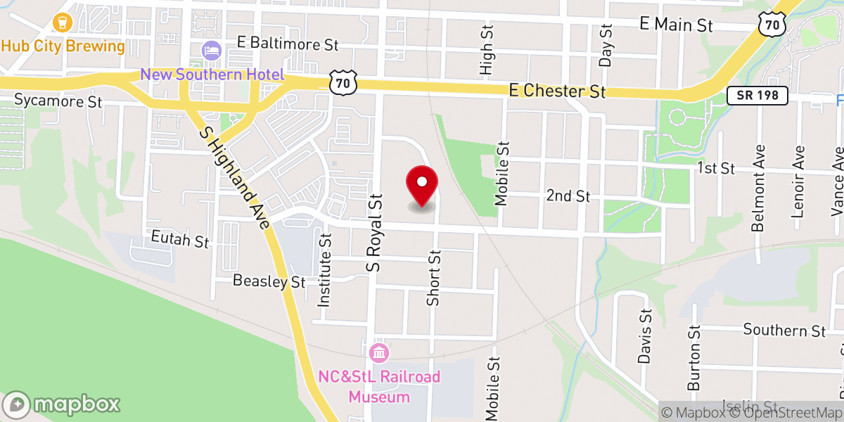 Map showing location of Historic First Baptist