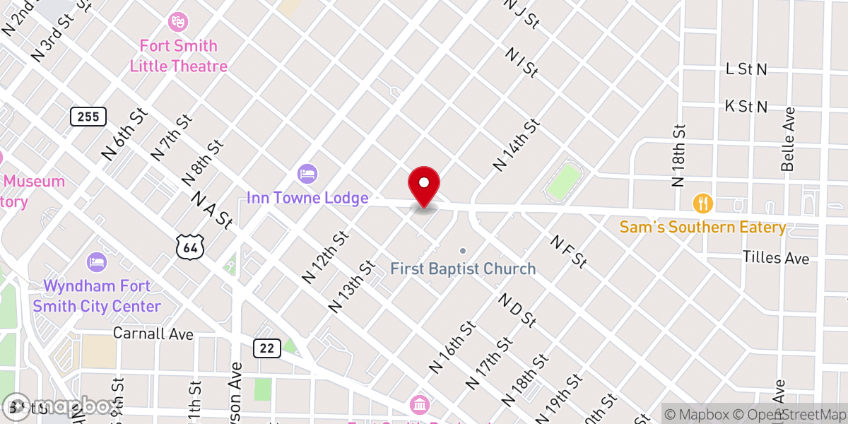 Map showing location of Fine Springs Baptist Church