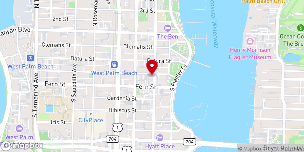Map showing location of First Presbyterian Church of WPB