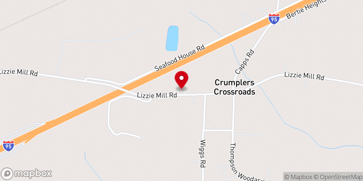 Map showing location of Crumpler's Crossroads Church of God of Prophecy