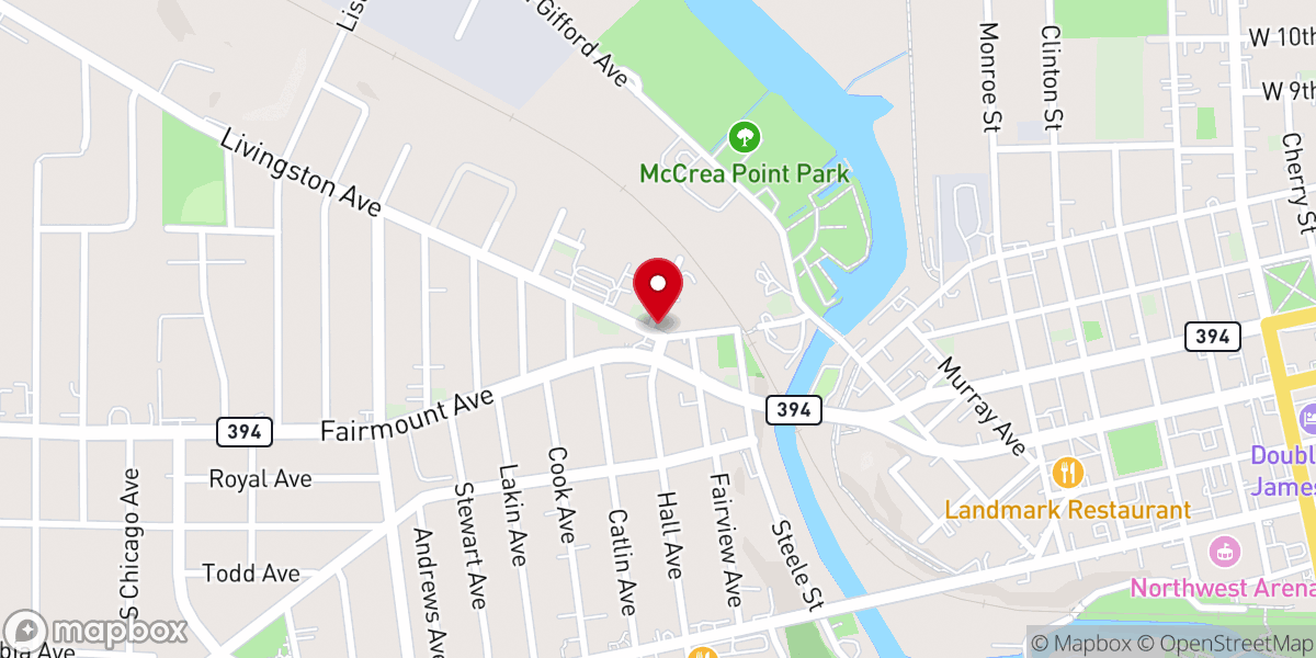 Map showing location of Calvary Baptist Church