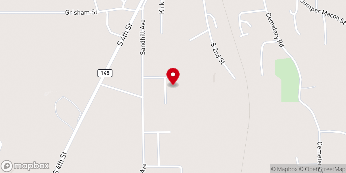 Map showing location of Sand Hill Missionary Baptist Church