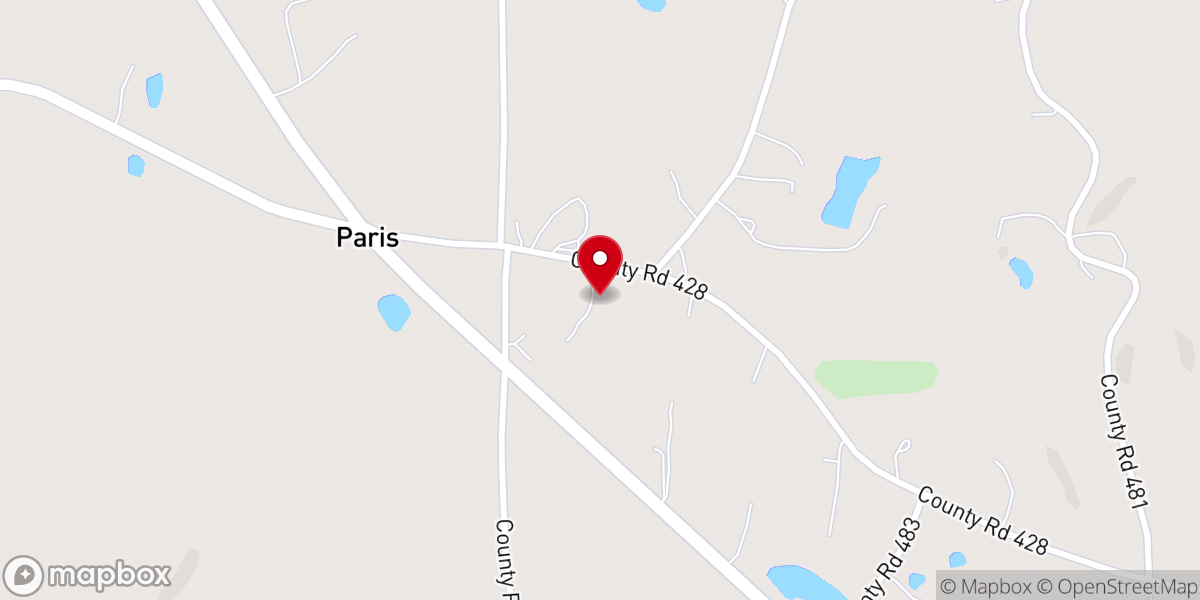 Map showing location of Paris Baptist Church