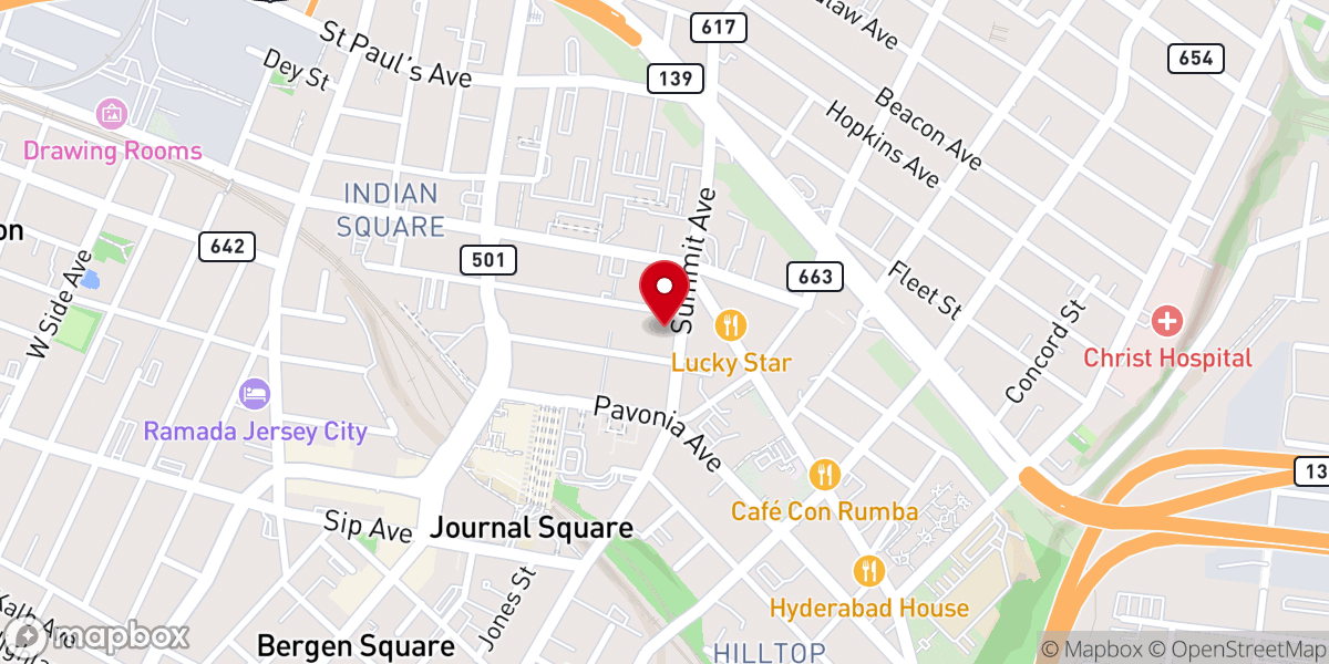 Map showing location of Jersey City Mission Church