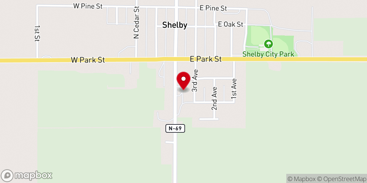 Map showing location of Sacred Heart of Jesus Catholic Church, Shelby
