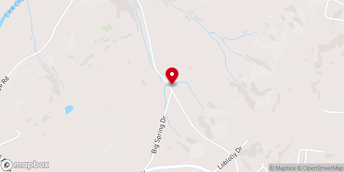 Map showing location of Big Springs Baptist Church