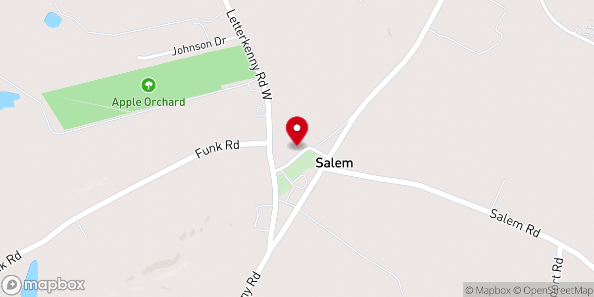 Map showing location of Salem United Brethren Church