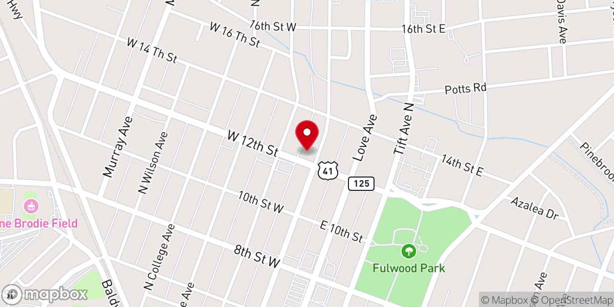Map showing location of Tifton First Methodist Church