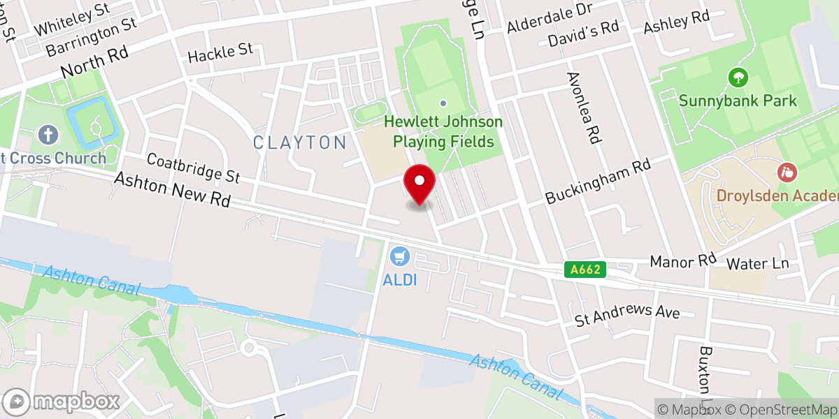 Map showing location of World Harvest Christian Centre Manchester