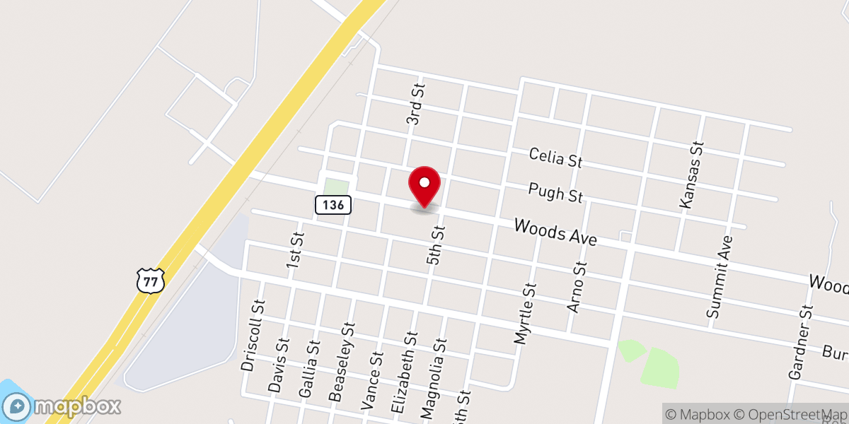Map showing location of First Baptist Church