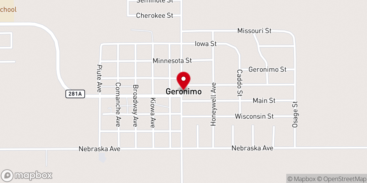 Map showing location of Geronimo